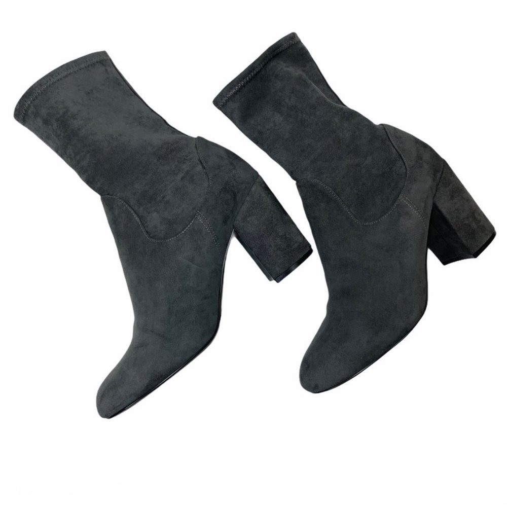 Halogen Jacy Gray Sock Bootie Wrapped Stack Heel - image 2